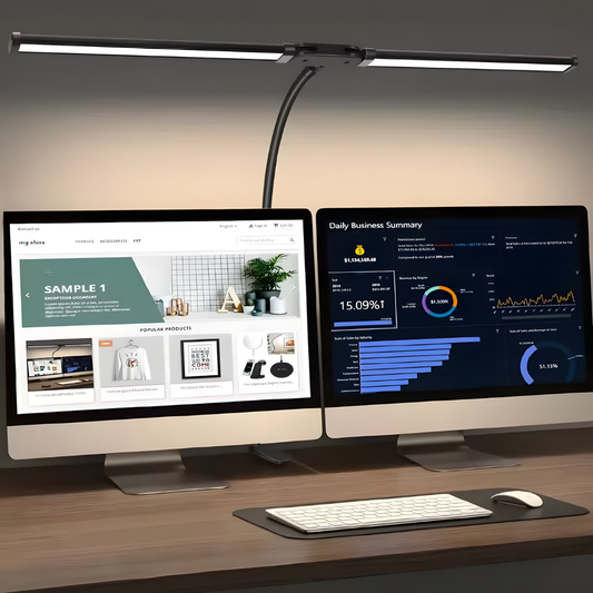 Lampe de bureau LED double tête pliable ordinateur - BUREXA