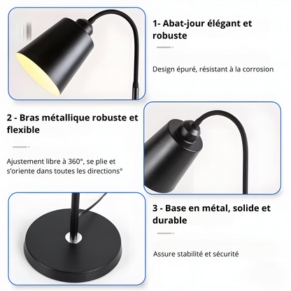 Lampe sur Pied Moderne Bras Flexible & LED Directionnelle - NOVALUM
