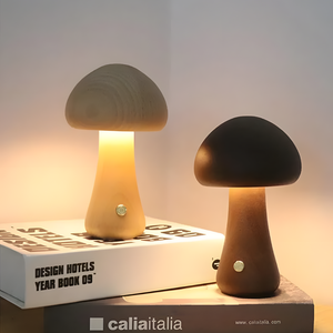 Lampe de chevet LED champignon tactile en bois décoratif - Mushra