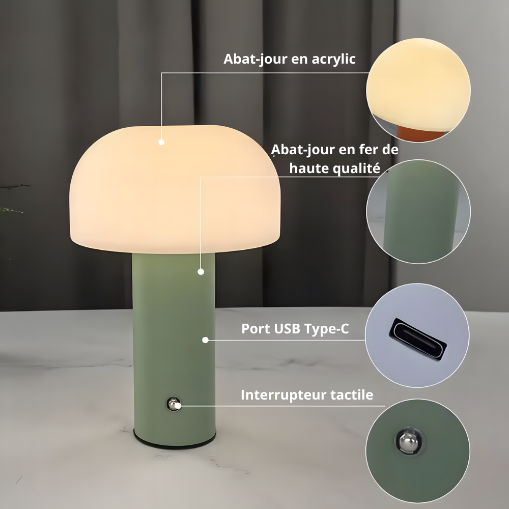 Lampe de chevet champignon LED rechargeable – NUBIA