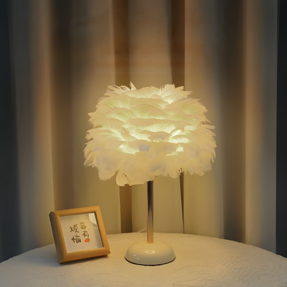 Lampe de Chevet à Plumes Élégante en Céramique – PLUMÉA