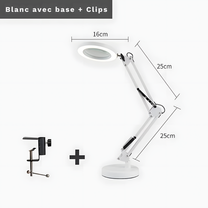 Lampe de bureau LED loupe grossissement 5X lumière réglable en 3 couleurs - LUXIRA