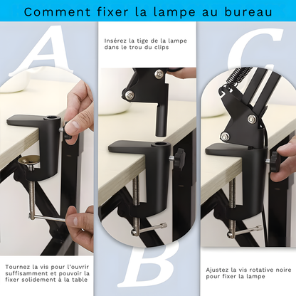 Lampe de bureau LED loupe grossissement 5X lumière réglable en 3 couleurs - LUXIRA