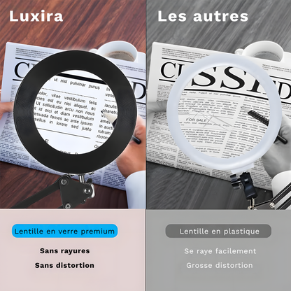 Lampe de bureau LED loupe grossissement 5X lumière réglable en 3 couleurs - LUXIRA