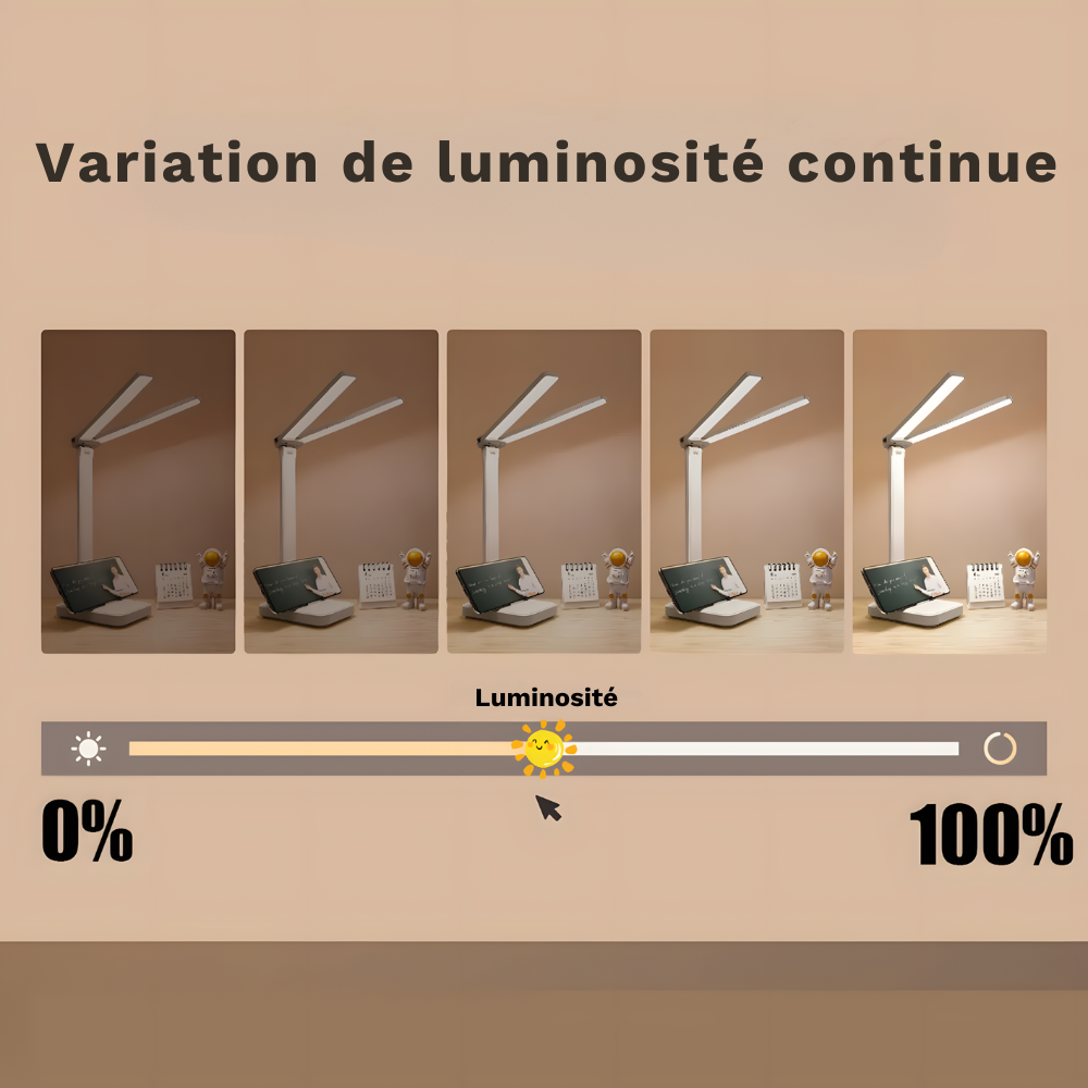 Lampe de bureau LED sans fil USB pliable et tactile - DIMANA
