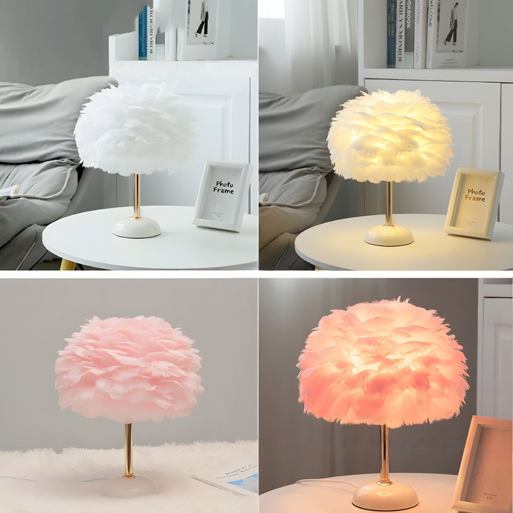 Lampe de Chevet à Plumes Élégante en Céramique – PLUMÉA