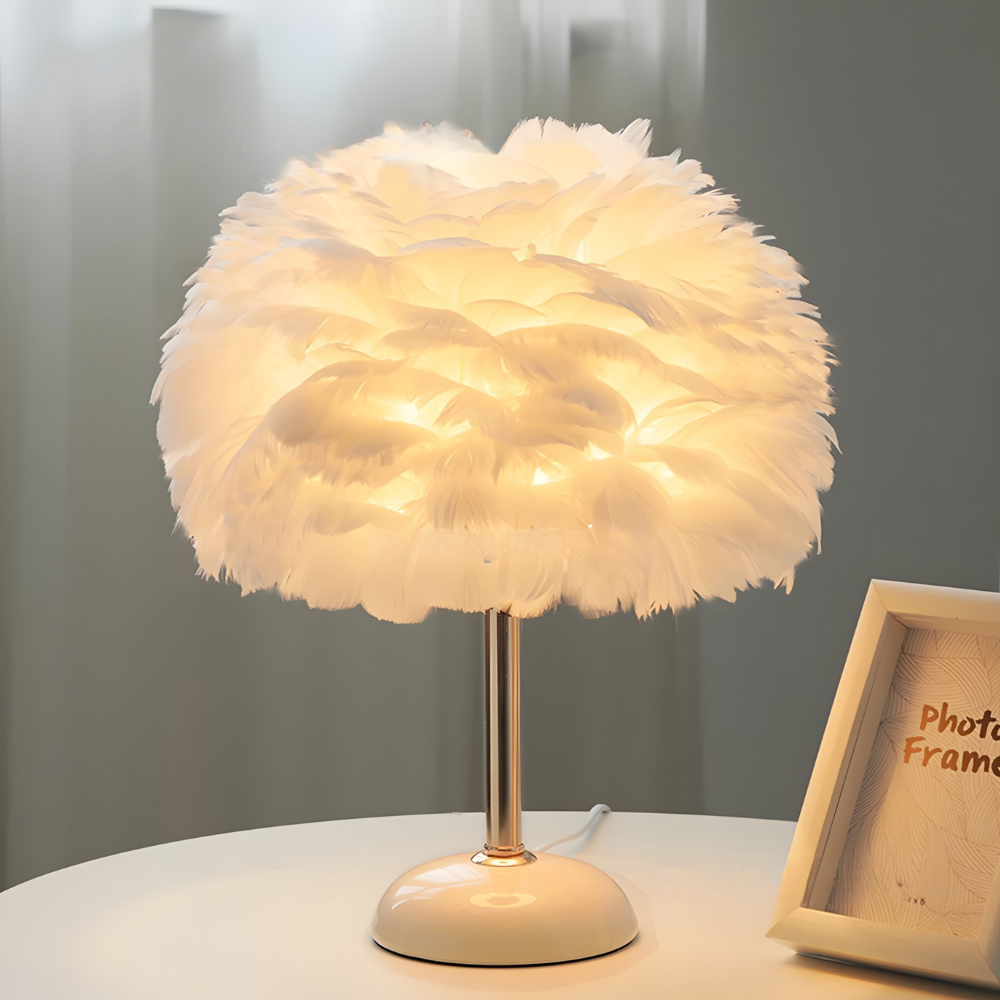 Lampe de Chevet à Plumes Élégante en Céramique – PLUMÉA