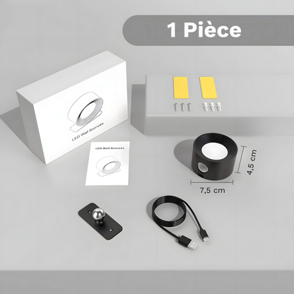 Lampe murale LED rechargeable 360° avec rotation et contrôle tactile – HALOA
