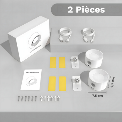 Lampe murale LED rechargeable 360° avec rotation et contrôle tactile – HALOA