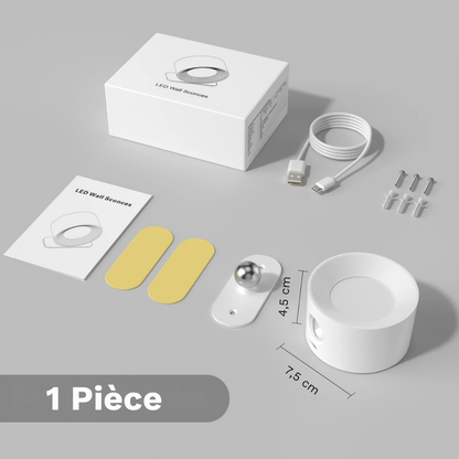 Lampe murale LED rechargeable 360° avec rotation et contrôle tactile – HALOA