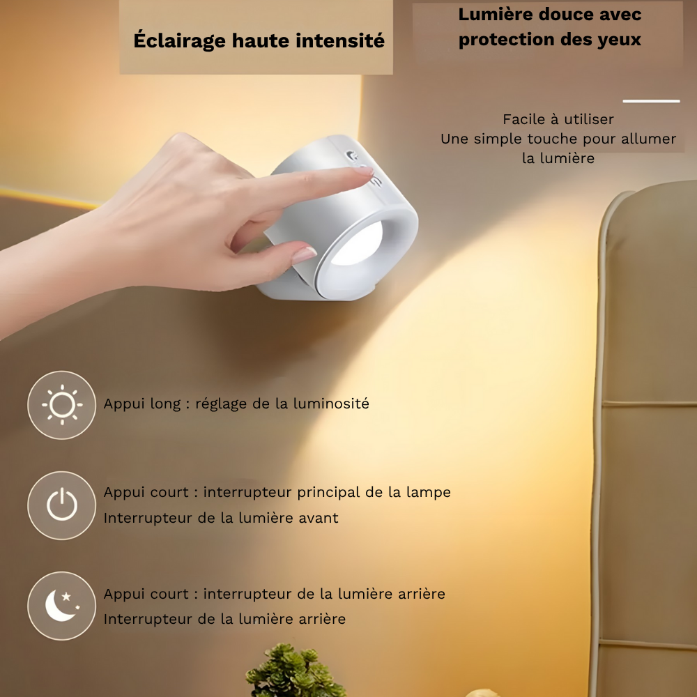 Lampe murale LED double tête rechargeable avec télécommande – ORA