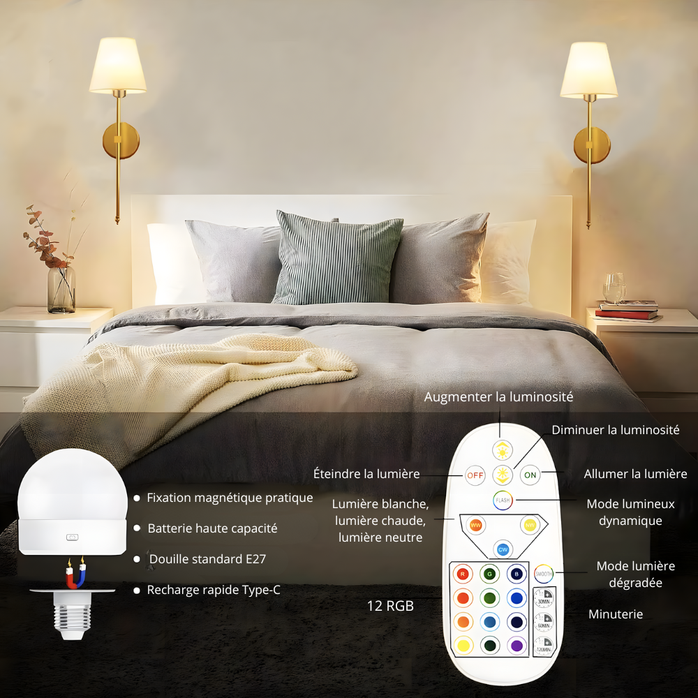 Lampe Murale Sans Fil Luxe & Ambiance – NOVARA