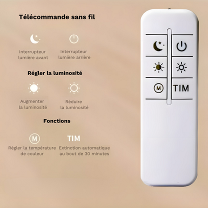 Lampe murale LED double tête rechargeable avec télécommande – ORA