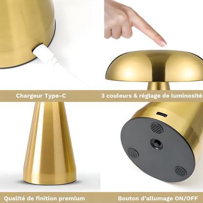 Lampe de chevet champignon LED tactile rétro rechargeable – MUSHARA