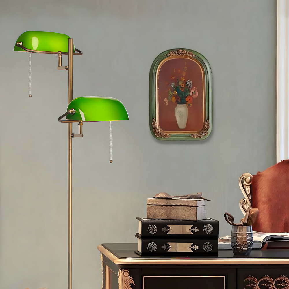 Lampadaire Vintage à Verre Vert – VERLUNE
