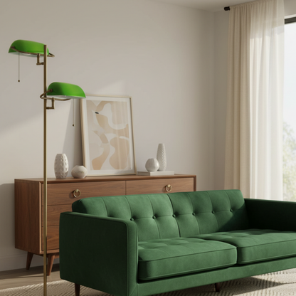 Lampadaire Vintage à Verre Vert – VERLUNE