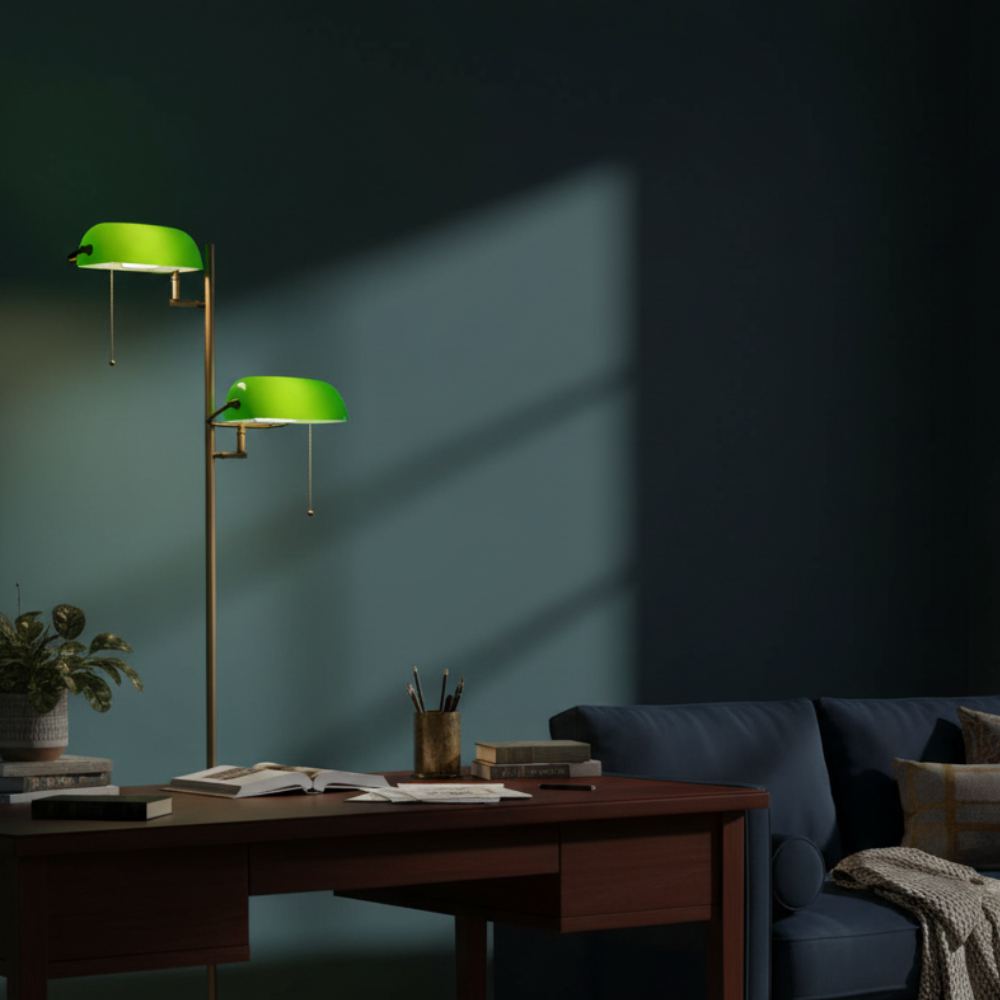 Lampadaire Vintage à Verre Vert – VERLUNE