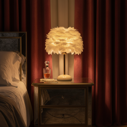 Lampe de Chevet à Plumes Élégante en Céramique – PLUMÉA