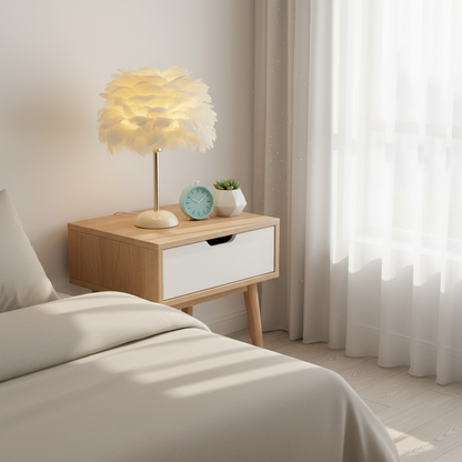 Lampe de Chevet à Plumes Élégante en Céramique – PLUMÉA