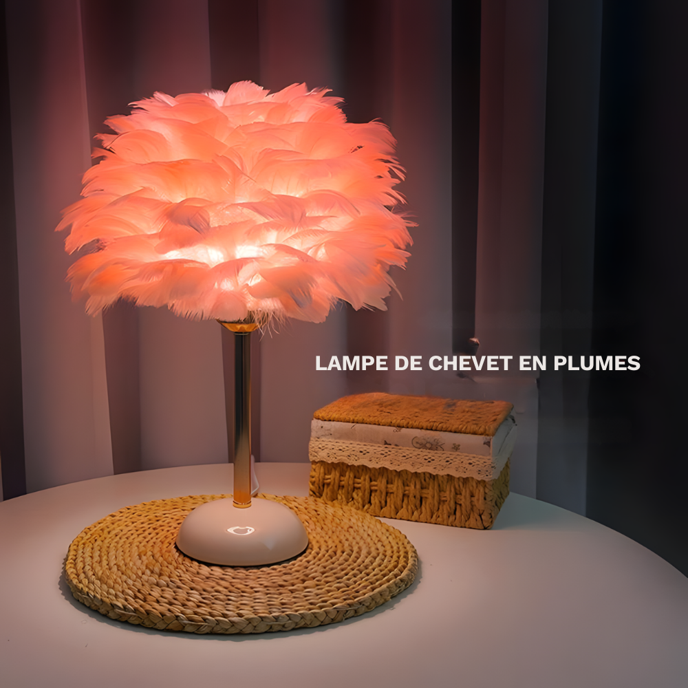 Lampe de Chevet à Plumes Élégante en Céramique – PLUMÉA