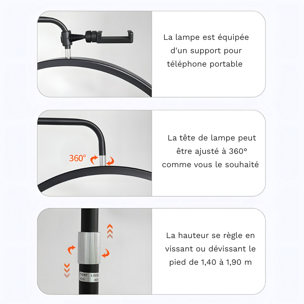 Lampadaire LED 360° pour Soin Lumière Rouge  – SOLUNA