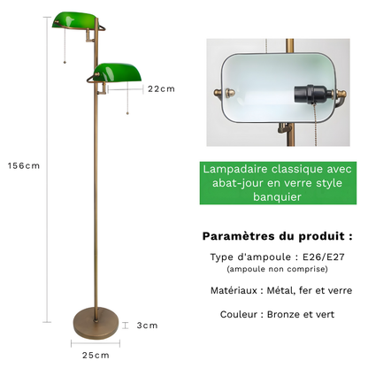 Lampadaire Vintage à Verre Vert – VERLUNE