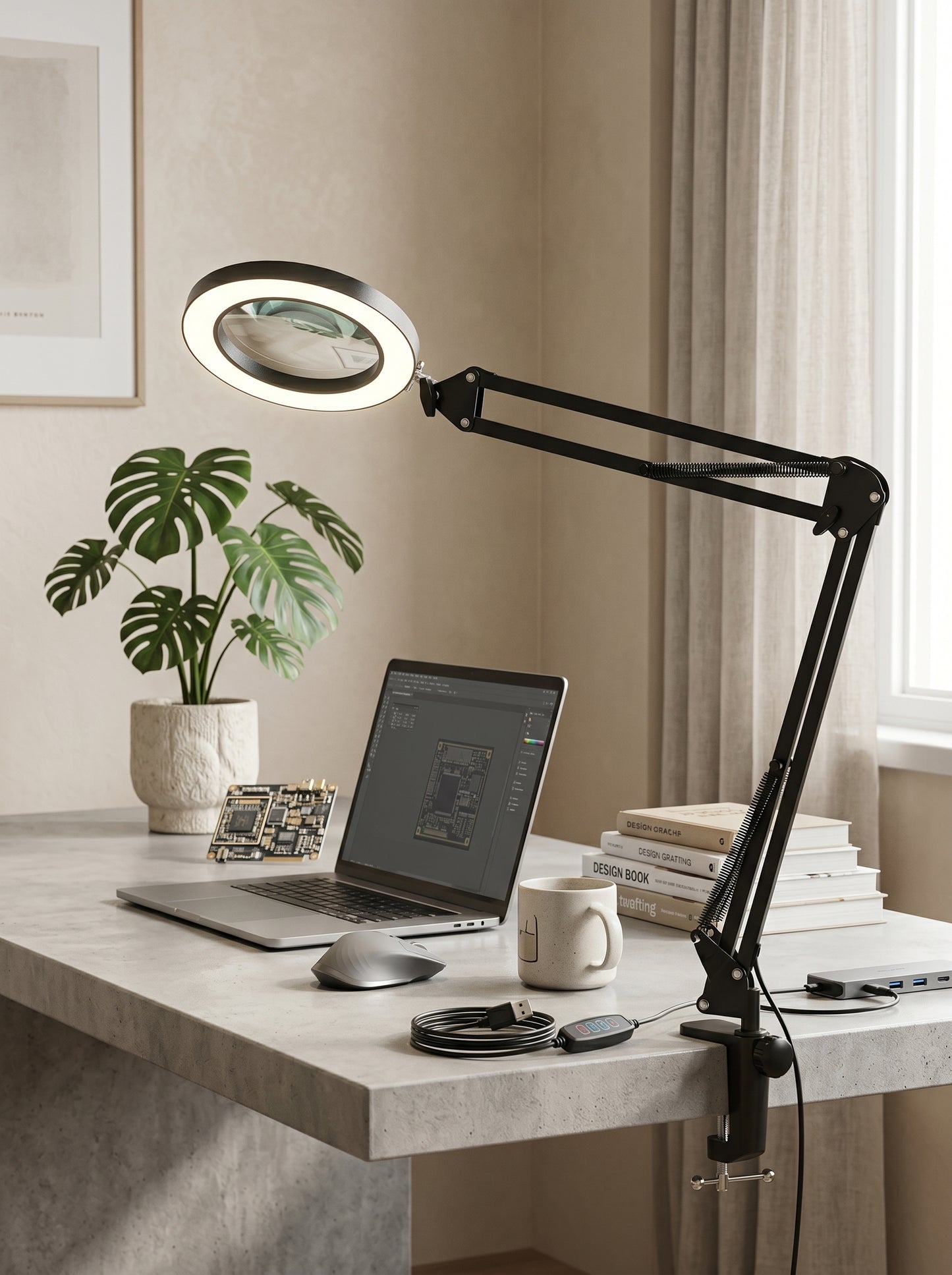 Lampe Loupe de Bureau Zoom x5 - LUXIRA