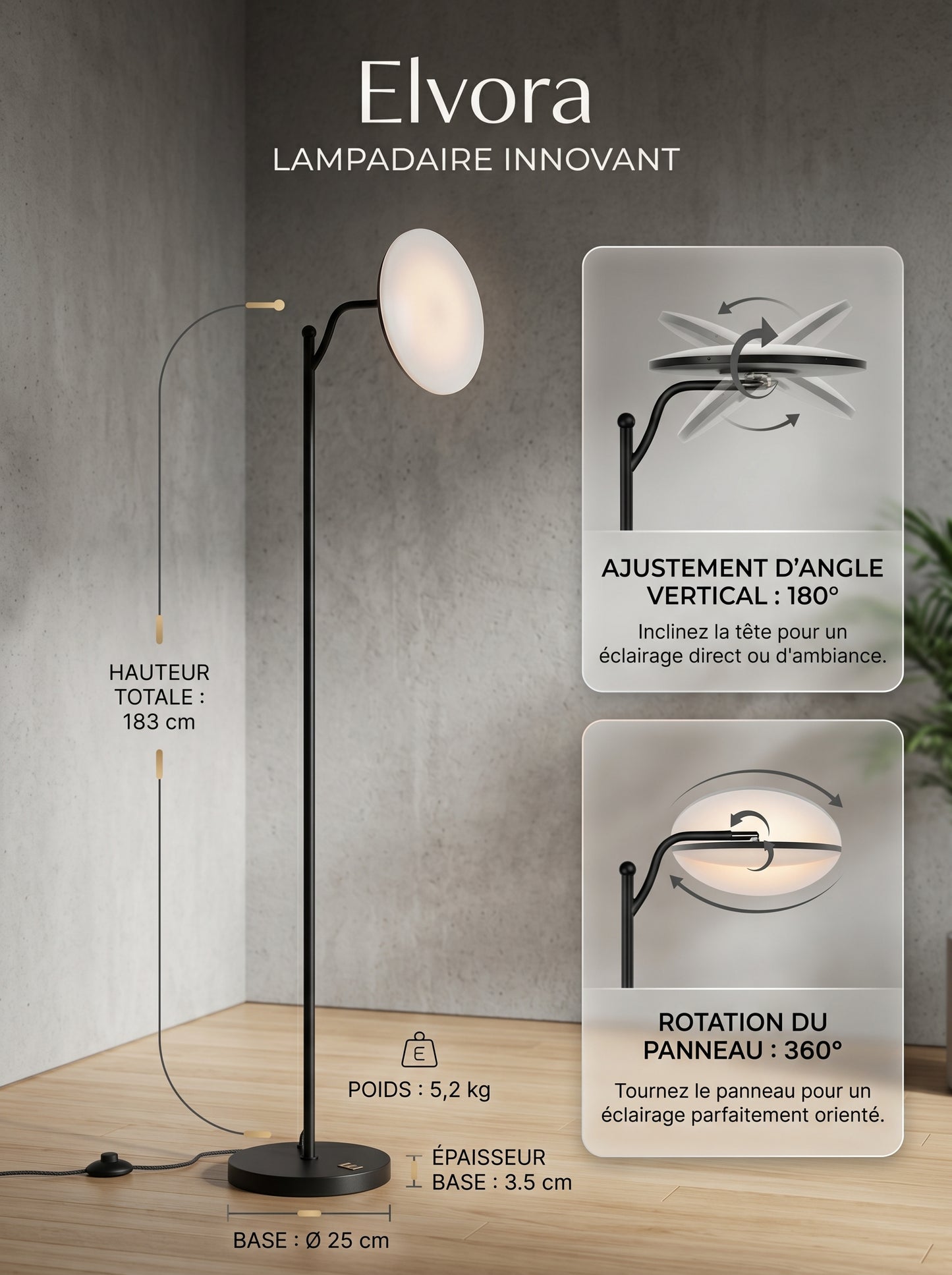 Lampadaire Moderne - ELVORA