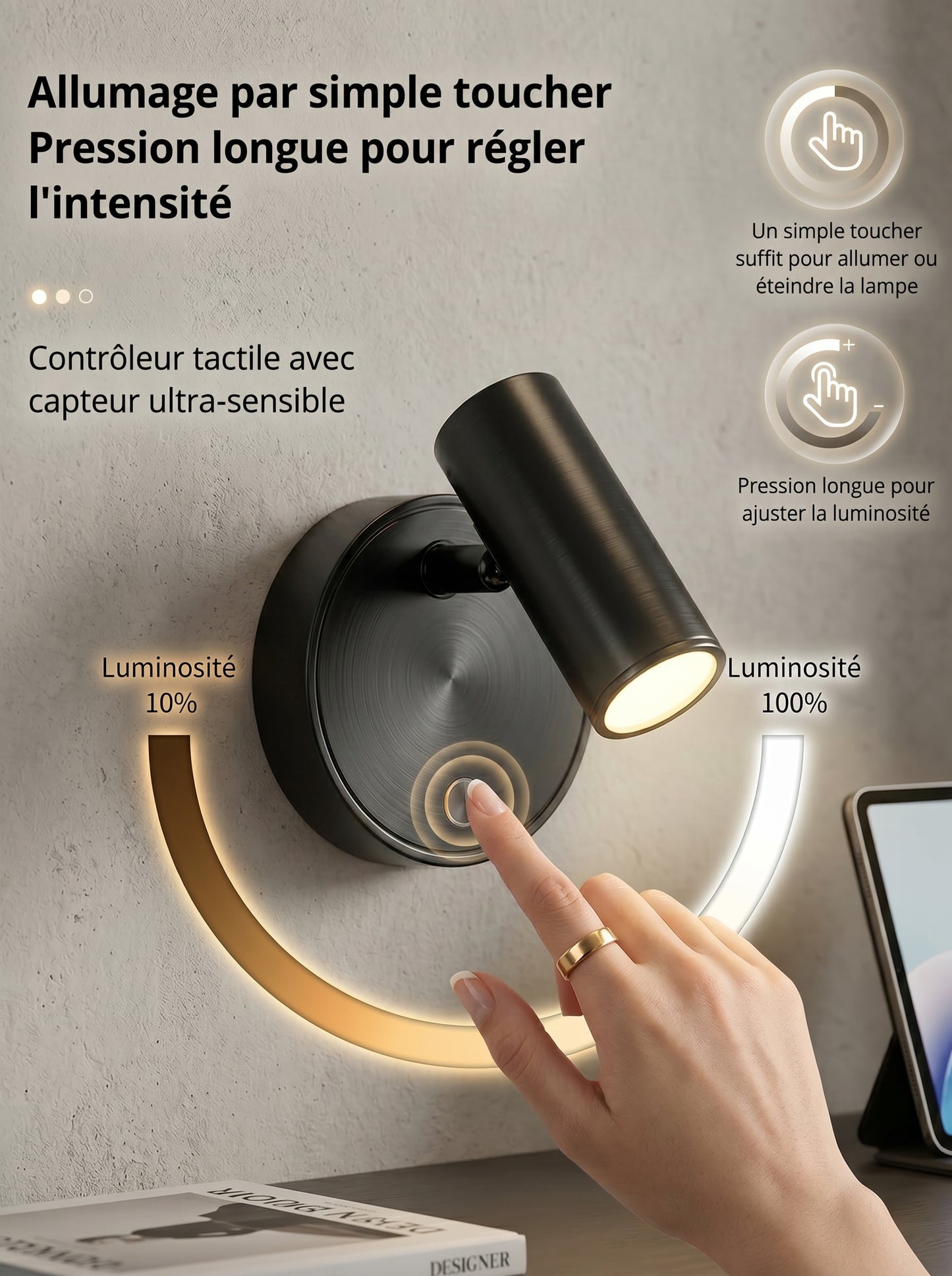 Applique Murale Magnétique Sans Fil - LUMINAIR