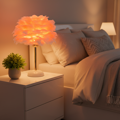 Lampe de Chevet à Plumes Élégante en Céramique – PLUMÉA