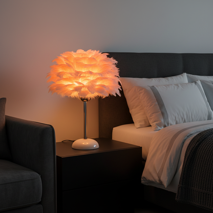 Lampe de Chevet à Plumes Élégante en Céramique – PLUMÉA