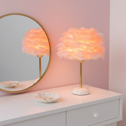 Lampe de Chevet à Plumes Élégante en Céramique – PLUMÉA