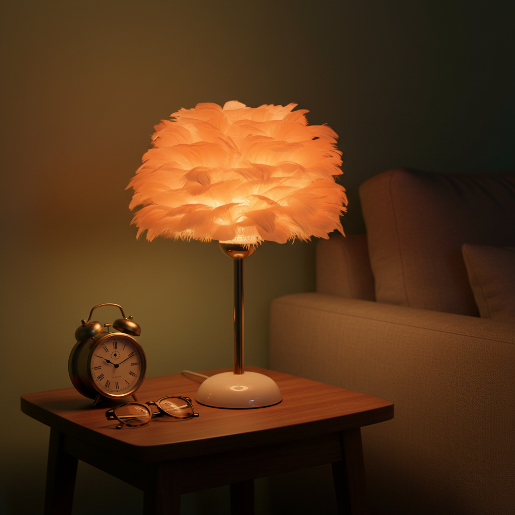 Lampe de Chevet à Plumes Élégante en Céramique – PLUMÉA
