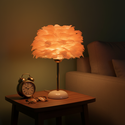 Lampe de Chevet à Plumes Élégante en Céramique – PLUMÉA