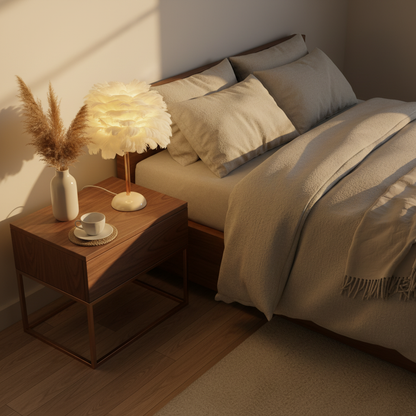 Lampe de Chevet à Plumes Élégante en Céramique – PLUMÉA